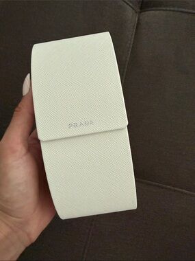 Prada White Saffiano Leather Sunglasses Case